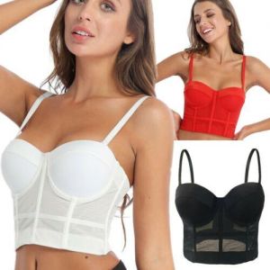 Women&#039;s Bustier Crop Top Push Up Corset Underwire Padded Bra Vest Tops Clubwear