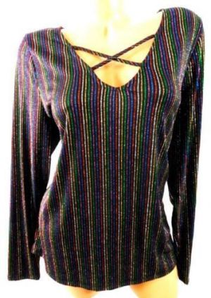 Amazing deals Women deals NWT Torrid black mulitcolor shimmer caged neck spandex stretch top 1, 1X