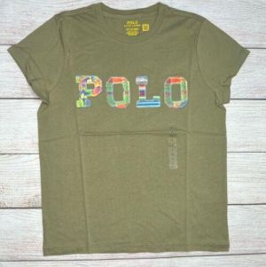 Amazing deals Women deals NWOT Polo Ralph Lauren Women's Short Sleeve Olive Spell out POLO Patch Shirt