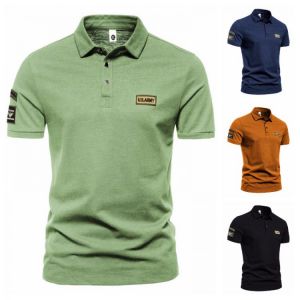 Amazing deals Jewelry & Watches New Men's Outdoor Military Style Us Style Short-sleeved Lapel T-shirt Casual Button T-shirt - Polo Shirts - AliExpress